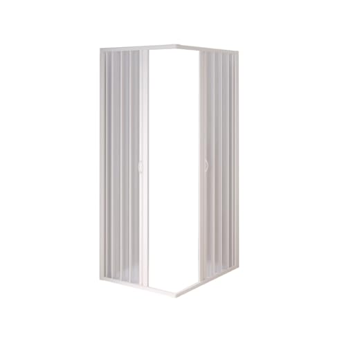 Forte BK102001 Nova Mampara de ducha esquinera de PVC, antical, reducible, resistente a los golpes y a los rayos UV, kit completo, 110 x 110 x 185 cm, color blanco, 80-110 X 80-110 Riducibile