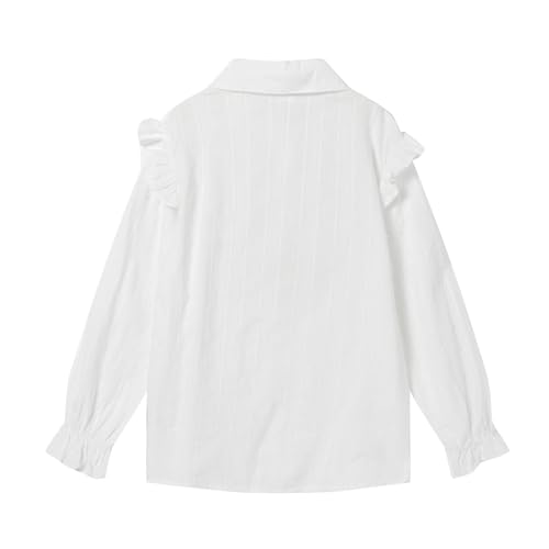 Image of LittleSpring Girls Button Down Shirt for Kids Peter Pan Collar Ruffle Blouse