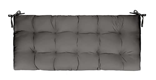 RSH Décor Indoor Outdoor Tufted Bench Cushion with Ties (60” x 18”), (Grey)