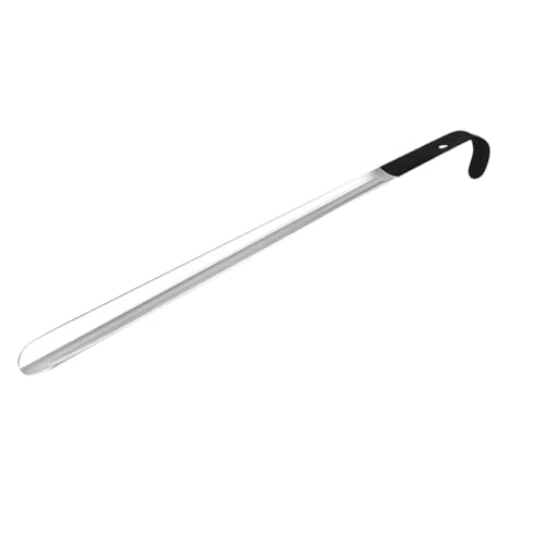 JOINPAYA Calzador de Acero Inoxidable Extralargo Mango de Plástico Negro Gancho Curvo Ergonómico para Personas Mayores y Embarazadas Calzador de Metal para Aliviar Dolor de Espalda y