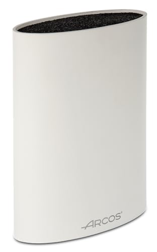 ARCOS Taco Ovalado Protector de Cuchillos hasta 20 Cm. Bloque para Cuchillos de Diseño Moderno Fabircado en Caucho Termoplástico. 220 x 160 x 65 Mm. Color Blanco