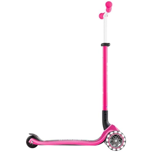 GLOBBER Master Lights - Tretroller Kinder, 120/80 mm, ABEC 9, 3-r&auml;drig, h&ouml;henverstellbar, LED-Leuchtrollen, pink