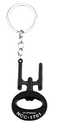 Astronave Enterprise - Abrebotellas de metal con llavero (60 x 36 mm), color negro | Ya disponible en tu tienda friki favorita! En mundofriki.es!