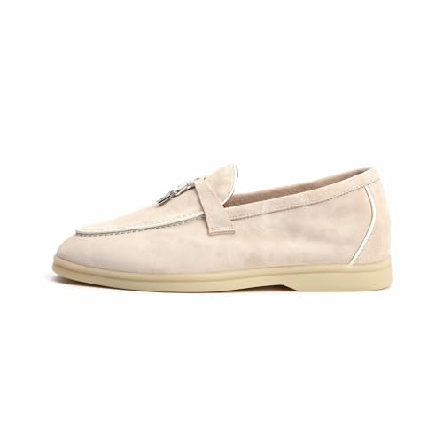 Image of XOBZJH Women's Leather Suede Loafers Flats - Slip-On Penny Loafers with Soft, Comfortable Driving & Dress Shoes for Casual Office Work All Day