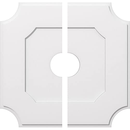 Image of Ekena Millwork CMP36LE2-07000 Locke Architectural Grade PVC Contemporary, Two Piece Urethane Ceiling Medallions 36 inchOD x 7 inchID x 21 1 /2 inchC x 1 inchP