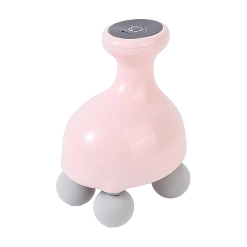 perfk Masajeador corporal profesional de 4 cabezales con 6 velocidades, portátil, recargable por USB, herramienta de masaje muscular para hombros y espalda, Rosa