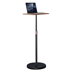 Aluminum Floor Laptop Stand Height Adjustable Projector Stand Small Side Table with Wood Desktop Universal Laptop Raised Stand