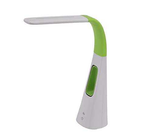 PureOptics LED Desk Lamp with Bladeless Fan, Dimmable, Adjustable Neck, Lime Green (VLED1603LM)