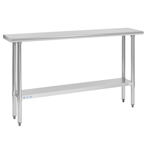 Hally Stainless Steel Table for Prep &amp; Work 14 x 60 Inches NSF Commercial