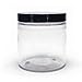 (Case of 12) Clear 16 oz PET Jar with Smooth Black Lid - BPA Free - 89/400 Closure - Foil Seal Liner - Food Safe (12)
