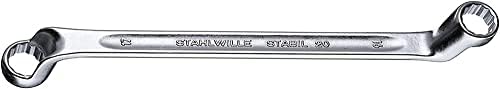 Stahlwille 41042426 Double Ended Ring Spanner (Wrench) with Offset Heads, Chrome Alloy Steel & Chrome Plated, Has Anti-Slip Drive Profile, For Work in Confined Spaces, Size 24 x 26 mm, L. 330 mm