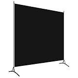 vidaXL Paravent 1 Panneau, 175x180 cm, Tissu Polyester & Structure en Fer, Noir, Écran de Confidentialité Pliable, Cloison Mobile, Chambre & Bureau, Décoration Maison