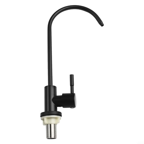Grifo de cuello de cisne G1/2, grifo de fregadero de cuello de cisne purificador de agua, filtro de agua potable de ósmosis inversa para cocina (negro)