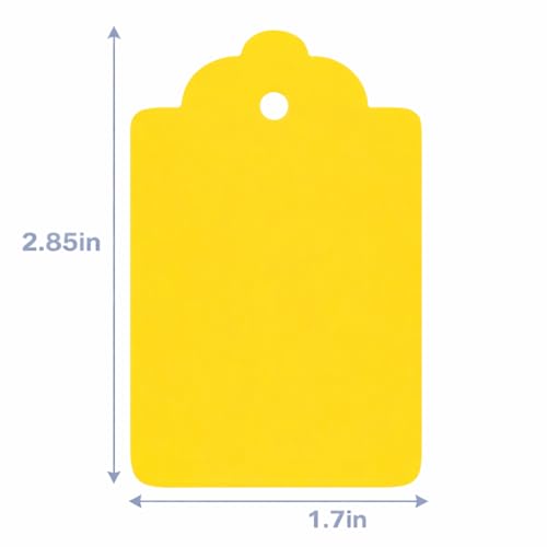 Image of CVANU 150pcs Premium Color Tag Blank Hanging with Pre-Punched Hole Tags for DIY Crafts, Gift Wrapping, Labelling & Writable Decorative Tags for All Occasions (2.85in X 1.7in) Yellow2