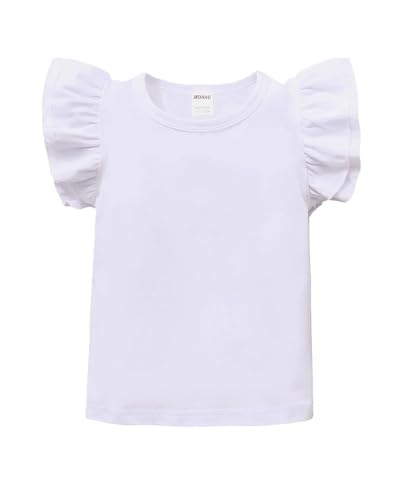 Flutter Sleeve T-Shirt for Girls, Kids Cute Blank Flutter Sleeve Top, Girls Casual Tops, Toddler Girls Blouse