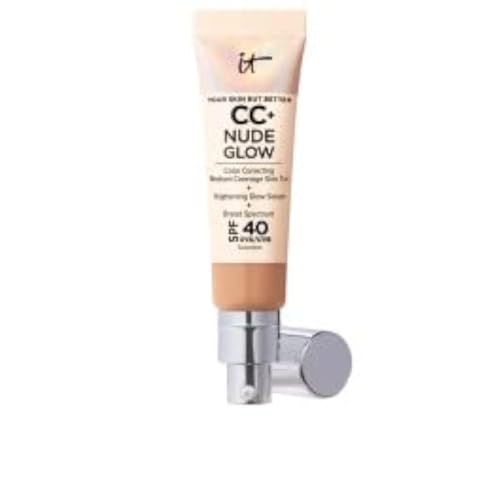 IT Cosmetics, CC+ Nude Glow, Base de maquillaje SPF 40, acabado luminoso