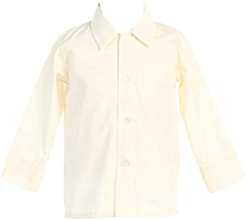 Cream Boys Dress Shirt, Collared Ivory Boys Button Down Shirt Long Sleeve Toddler, Camisas de Vestir de Bebes Boy Colorcrema