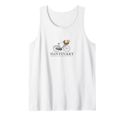 Nantucket Tee, Bike with Flowers Nantucket Mass. Tank Top