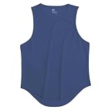 OonMan Gilet Running Uomo Estate Quick Dry Sport Tank Top Uomini Senza Maniche Spalla Fitness Tank Top-Blu Scuro-XL