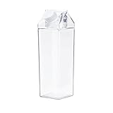 Corvelia 500ml/17Oz Cute Clear Milk Carton Water Bottle Portable Drinkware for Outdoor Climbing Tour or Camping