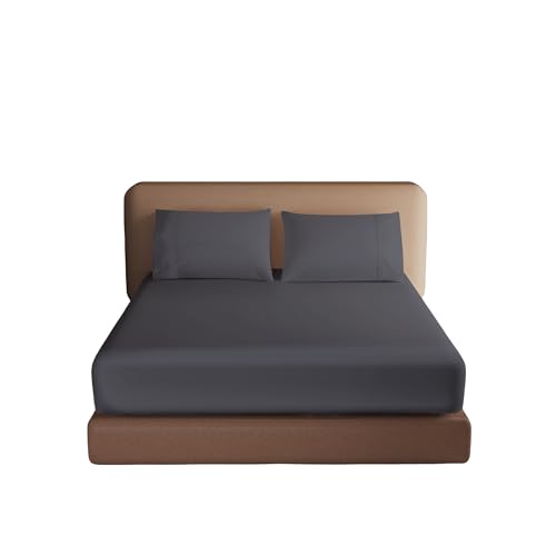 100% Egyptian Cotton Fitted Sheet Queen Size, 600 Thread Count, 16" Deep Pocket Sheet, Soft & Elastic Sateen Weave Bottom Sheet for Hotel & Home (Dark Grey, 1 Pack Fitted Sheet Only, Queen) by Zaizaihome - Used condition - US$26.13