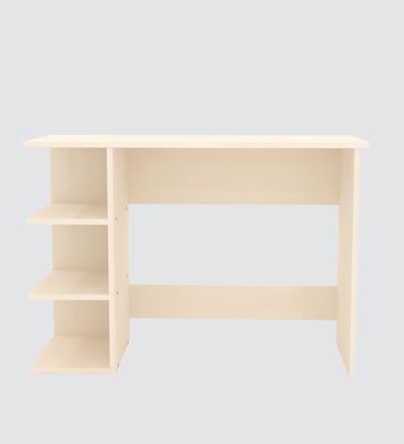 Image of Modern Compact Study Desk with 3 Side Shelves, Space-Saving Home Office Table, 103x72x40 cm, DIY Assembly