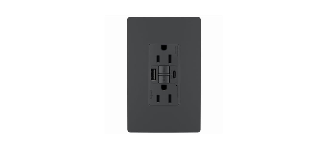 Legrand Pass & Seymour Radiant 15 Amp GFCI Wall Power Outlet with 2.0 Amp USB Charger, Nickel