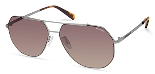 Kenneth Cole New York Men's Pilot Sunglasses, Matte Light Ruthenium/Brown Mirror, 59mm