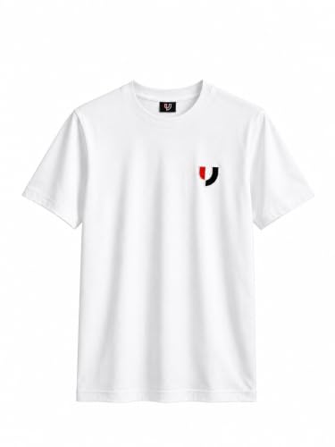 Image of Uzayo Men's White Crew Neck T-Shirt with Embroidered Logo