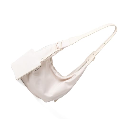 Sac à bandoulière nylon léger blanc à multiples poches, l'essentiel minimaliste