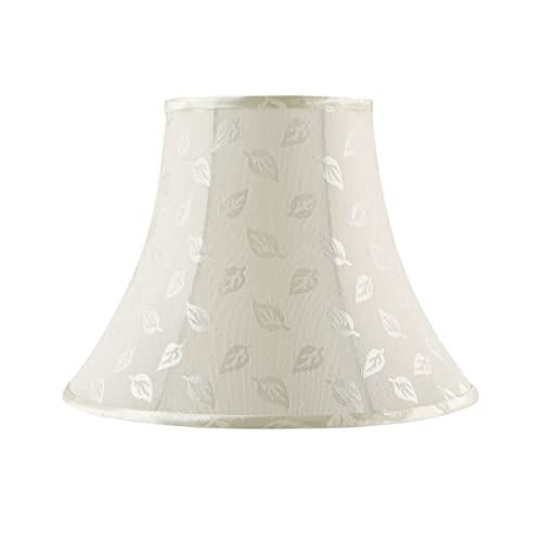 Aspen Creative 30134 Hardsewn Bell Transitional Spider Lamp Shade in Off White with Jacquard Textured Fabric, 7" Top x 14" Bottom x 11" Slant Height