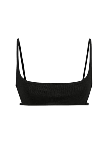 Verdusa Women's Cut Out Backless Square Neck Spaghetti Strap Ribbed Mini Bralette Cropped Cami Top
