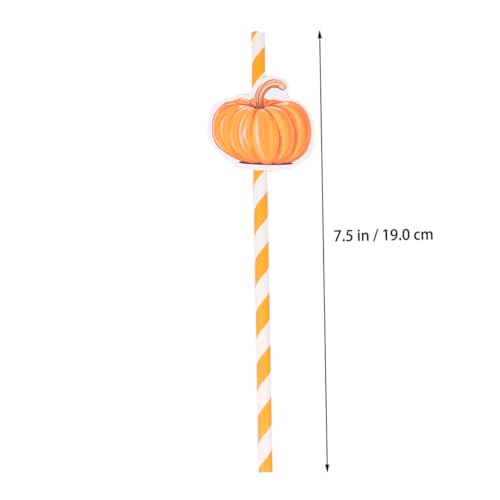 40 pitillos de papel naranjas con diseño de calabaza miniatura 2