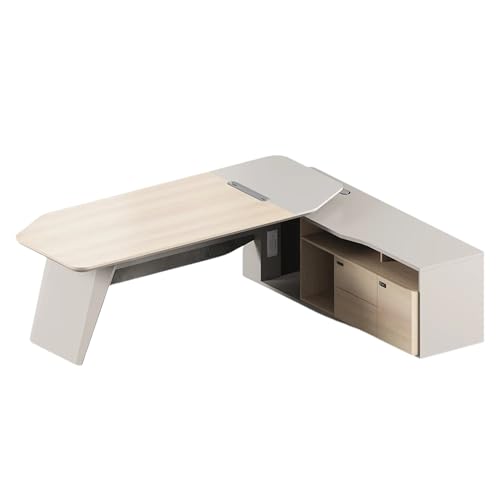 Image of Lakdi The Furniture Co Director and Executive L-Shaped Office Table with Drawer | Wire Manager | Modern Table for Office | Writing Table | Working Desk | CPU Storage (LDL-587)
