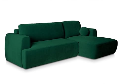 Masseno Ecksofa SENTI K R-S mit Schlaffunktion L-Form, Sofa mit Bettkasten, Wohnzimmersofa, Couch, Soffa, Bettsofa, Couchgarnitur- Grün, Kronos 19