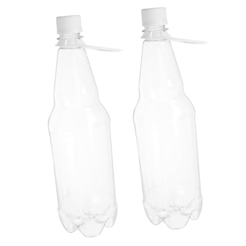 PRETYZOOM 2pcs Beer Bottle Soda with Lids Empty Bottles Empty Water Bottles Transparent Plastic re-usable