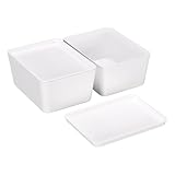 Storage Bins With Lids Plastic Containers: Plastic Multipurpose Stackable Storage Container Bins With Lid For Home And Office Organization, Small Storage Bin, 2 Pcs 5x7 Plastic Container, White