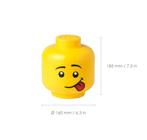 Room Copenhagen, Lego Storage Heads Stackable Storage Container - Buildable Organizational Bins for Kid’s Toys and Accessories - 6.30 x 6.30 x 7.28in - Small, Silly, Holds 250 Bricks