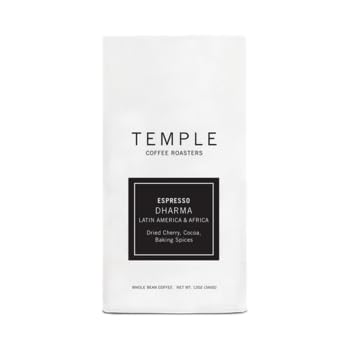 Temple Coffee "Dharma Espresso Blend" Medium Roasted Whole Bean Coffee - 12 Ounce Bag