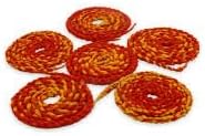 Cotton Wick, Red and Yellow Spiral Design, Traditional Oil Lamp Wicks