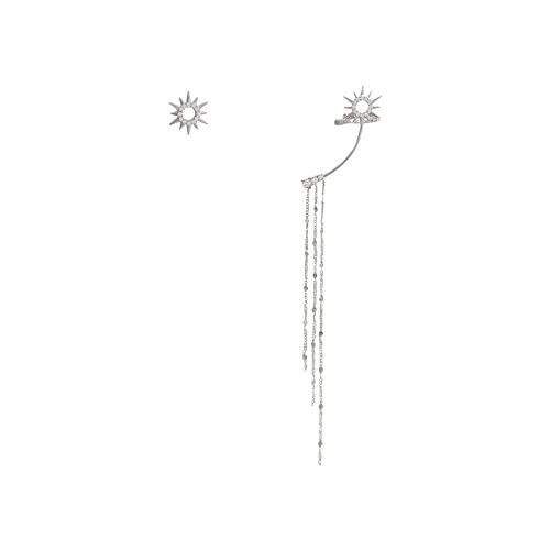 Boucles d'oreilles étoile asymétriques anti-allergie en argent 925 et zircon