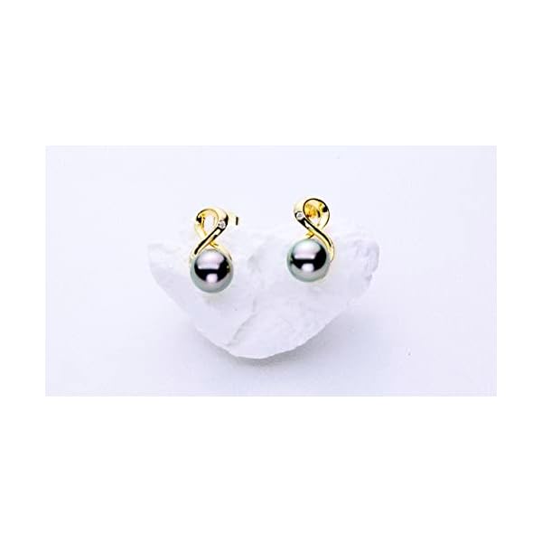 Infinity Earrings AAA Top Grade Genuine Tahitian Black Pearl 8-9mm 18K Gold Plated 925 Sterling Silver – Birthday Anniversary Jewelry Gifts for Women (18K White Gold) - Image 3