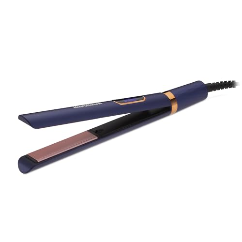 Image of Morphy Richards Keraflow Hs3511 Digital Hair Straightener|Iconic&Keratin Care For Frizzfree&Shiny Hair|5Heat-Setting|2-Yr Warranty By Brand|Free Travel Friendly Storage Pouch|Metallic Purple&Gold|Gift for Her