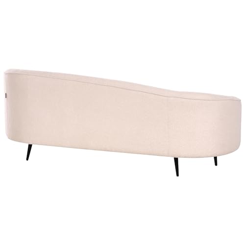 Beliani 3er Sofa Bouclé hell beige gebogen oval mit schwarzen Metallbeinen Retro Savar – Bild 7