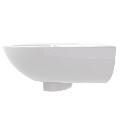 Amashen 17.7" X 14.4" Wall Mount Bathroom Sink White Semi-Circular Ceramic Lavatory Wash Basin With One Hole And Overflow #TOP3
