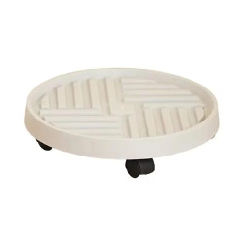 Soporte portátil para macetas con ruedas, versátil para interiores y exteriores, base de carrito de flores (círculo blanco, 30 cm), perfecto para decoración del hogar y el jardín