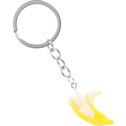 ROMISBABA Llavero de Plátano Pequeño de Resina y Acero Inoxidable Llavero Divertido y Creativo para Llaves de Coche Bolso o Mochila Accesorio Ligero y Portátil para Regalos Infantiles y