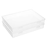 2 Pcs Clear Plastic Storage Boxes with Flap Lid, 12.2