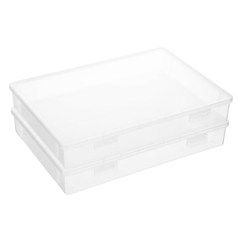 2 Pcs Clear Plastic Storage Boxes with Flap Lid, 12.2