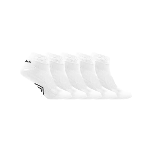 Umbro Chaussette Homme - Lot de 5 - Chaussettes Basses Homme, Anti-Glisse, Taille 43/46 - Blanc/Noir